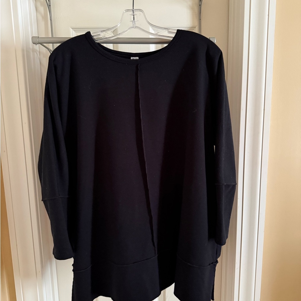SPANX Perfect Length 3/4 Dolman Sweatshirt Top Womens Size Large Black VGUC